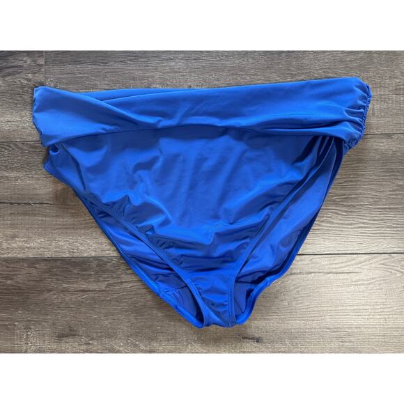 Cacique Foldover‎ Waist High Leg Swim Brief Bottom in Beaucoup Blue Size 26 - Picture 3 of 8